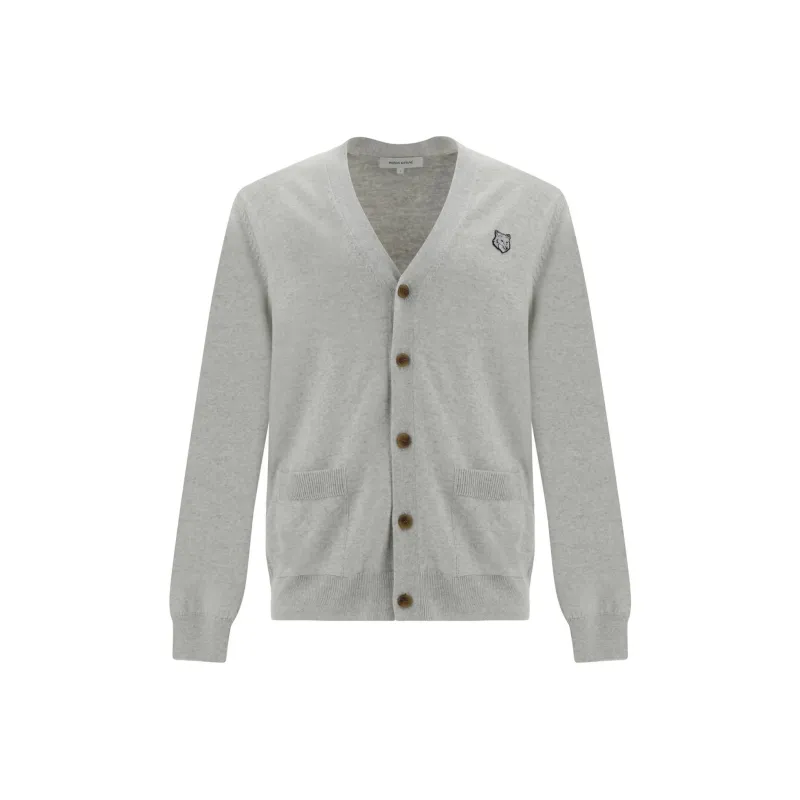 Maison Kitsune Fox Head Patch Knitted Cardigan-0