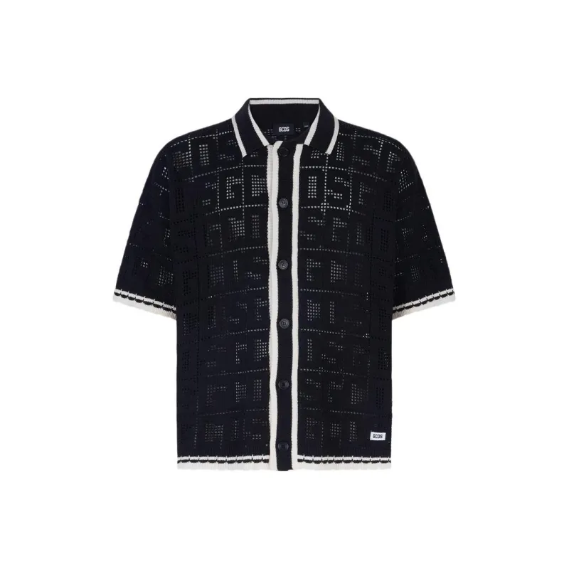 GCDS Monogram Macramé Knit Shirt-0