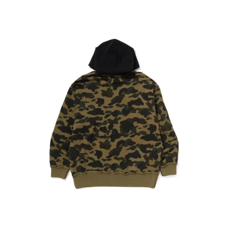Bape 1st Camo Blocking Raw Edge Relaxed Fit Pullover Hoodie-0