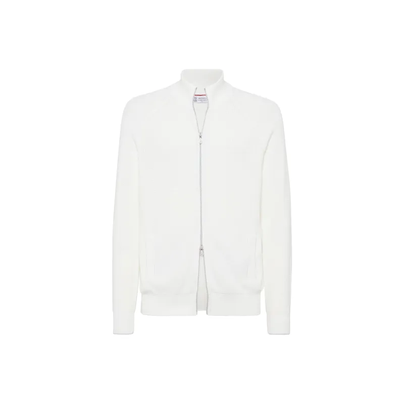 Brunello Cucinelli High Neck Knitted Zip Up Cardigan-0