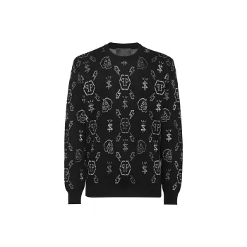 PHILIPP PLEIN Ls Jacquard Monogram Jumper