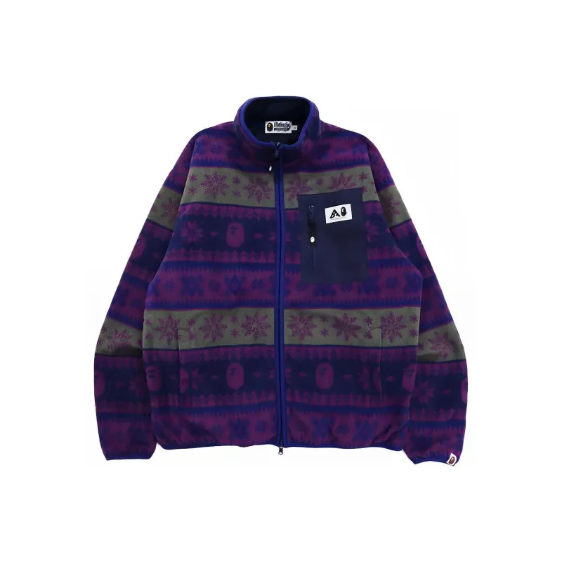 Bape Snow Pattern Relaxed Fit Zip Fleece-1