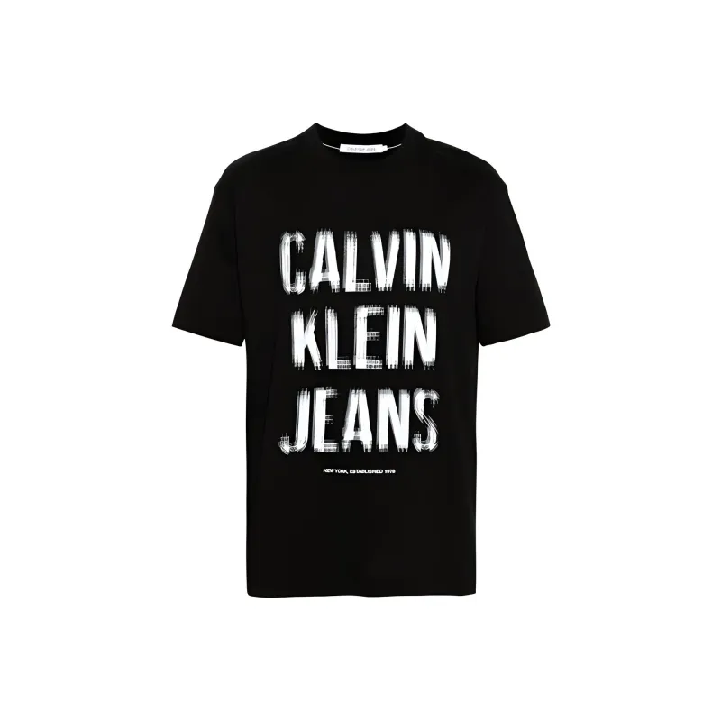 CALVIN KLEIN Erkek Illusion Logo T Shirt T Shirt Men's Black-0