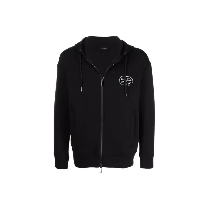 EMPORIO ARMANI Logo Patch Zip up Hoodie-0