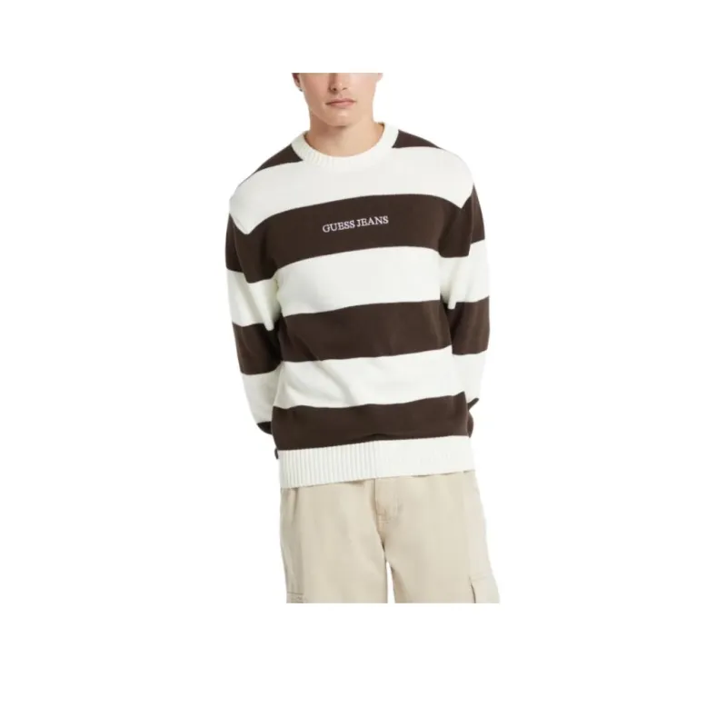 GUESS Sweater Men's Brown Stripes-0