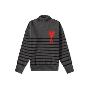 AMIPARIS Oversize Stand Up Collar Striped Sweater