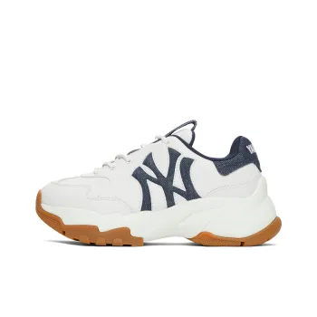 MLB New York Yankees Anti Slip Wear Resistant Low Top Chunky Sneakers Unisex White Navy Blue