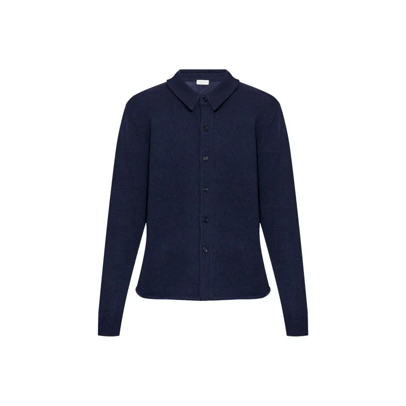 DRIES VAN NOTEN Collared Button-Up Knit Shirt-0