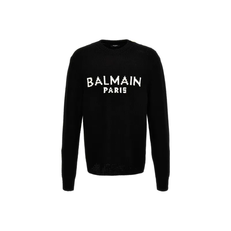 BALMAIN Jacquard Logo Crewneck Sweater-0