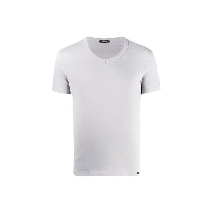 TOM FORD Logo Patch V neck T shirt-0