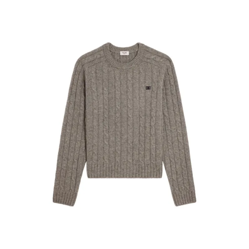 CELINE Triomphe Sweater In Cable knit Cashmere-0
