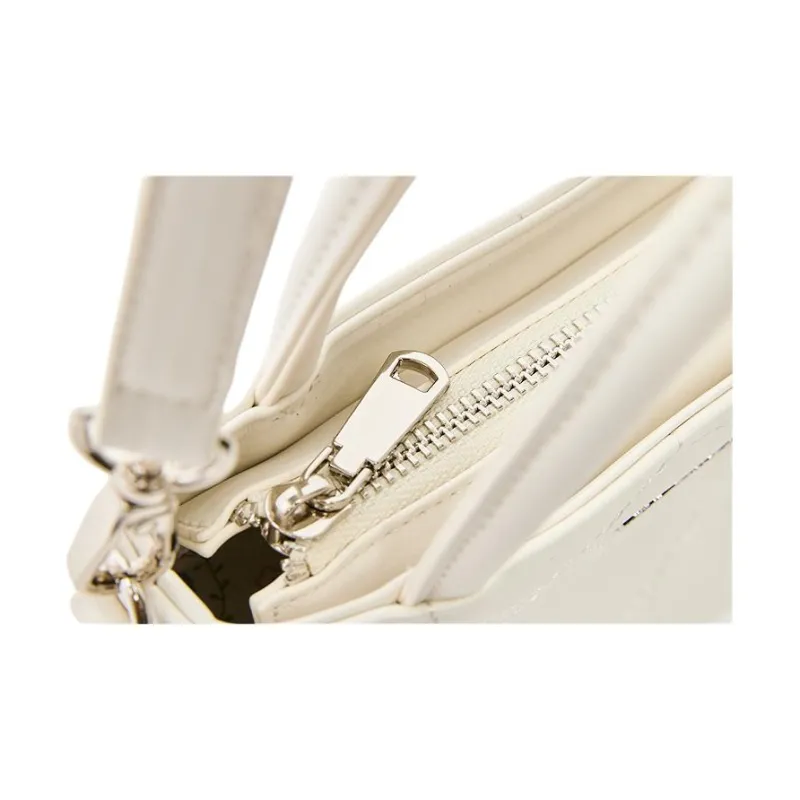 Three Blessings PU Shoulder Bag, Crossbody Bag, Handbag Medium Size Women's Beige-5