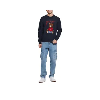 GUESS Eco Liam Bear Sweater Sweater Men's Blue Elegant