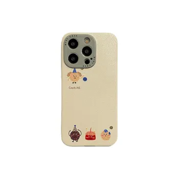 Wei Xin Leather Material Leather Cookie Phone Cases Compatible With IPhone 16/15 Pro Max/Apple 13/14 Pro/Max