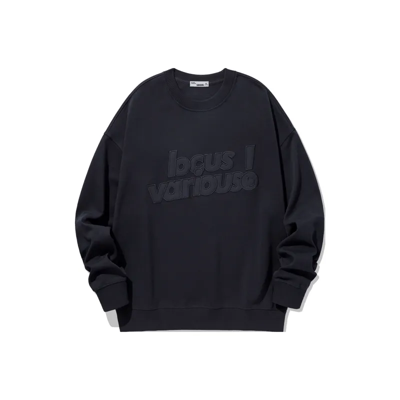 GUKUUL Chest Letter Embroidery Loose Fit Crew Neck Pullover Sweatshirt Unisex-2