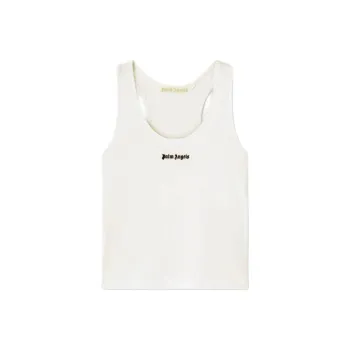 PALM ANGELS Logo Embroidered Ribbed Tank Top