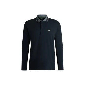 HUGO BOSS Logo Print Long-sleeves Polo Shirt
