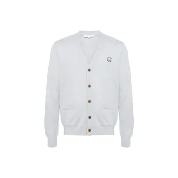 Maison Kitsune Fox Head Patch Knitted Cardigan