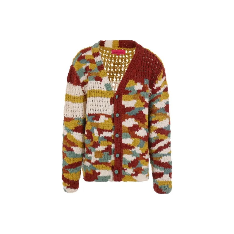 The Elder Statesman Monogram pattern Knitted Cardigan-0