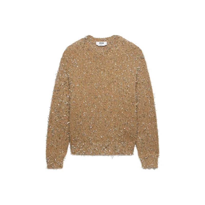 MSGM Metallic Detailing Crew Neck Jumper-0