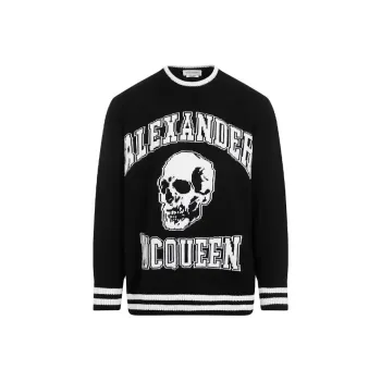 Alexander McQueen Skull Intarsia Knit Pullover