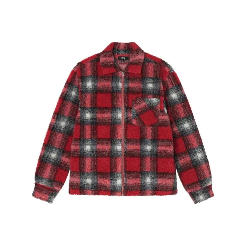 Stussy Shadow Plaid Sherpa Zip-15
