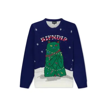 RIPNDIP Litmas Tree Light Up Knit Sweater Sweater Men's Marine Blue