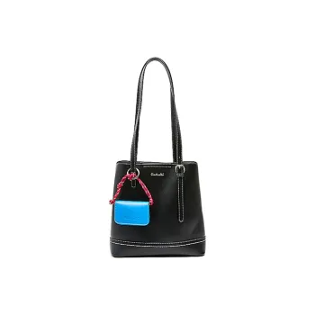 Three Blessings PU Tote Bag, Shopping Bag, Handbag, Shoulder Bag Medium Size Women's Black/Pure White