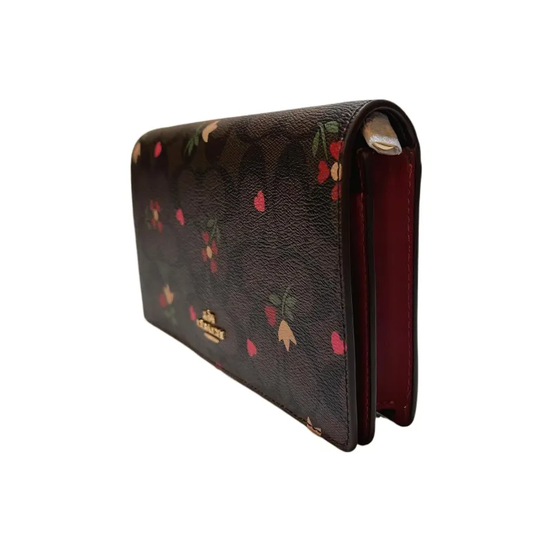 COACH Anna Leather Envelope Bag, Crossbody Bag Small Size Women's Brown/Burgundy Multicolor-2