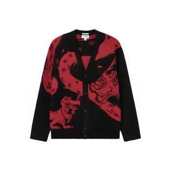 LACOSTE Year Of The Dragon Chinese New Year Series Sweaters Men Black