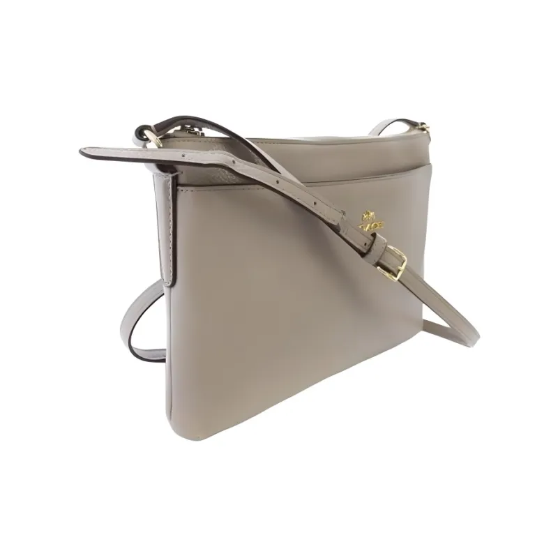 COACH Leather Crossbody Bag Shoulder Bag Medium Size Women's Light Gold & Grey Birch-2