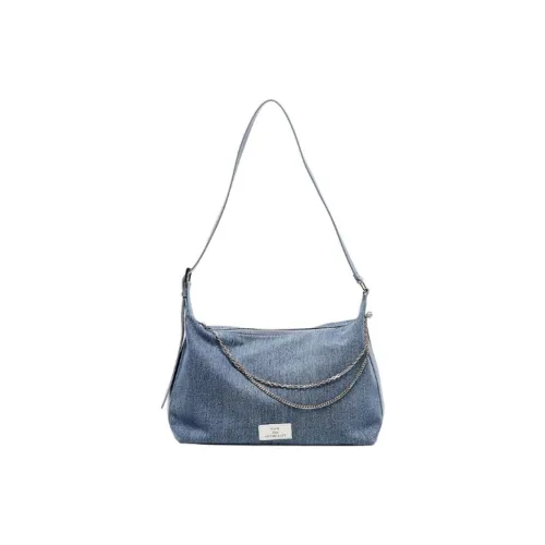 Three Blessings PU Tote Bag, Shopping Bag, Shoulder Bag Medium Size Women's Pure Blue/Black/Silver White