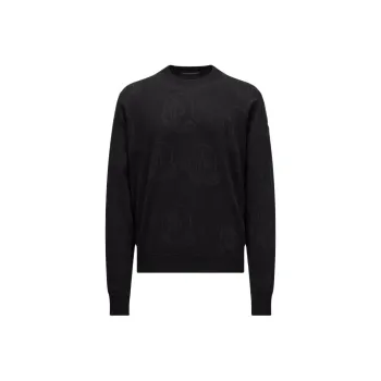 Moncler Logo Pattern Cotton Jumper Sweater Men's Black