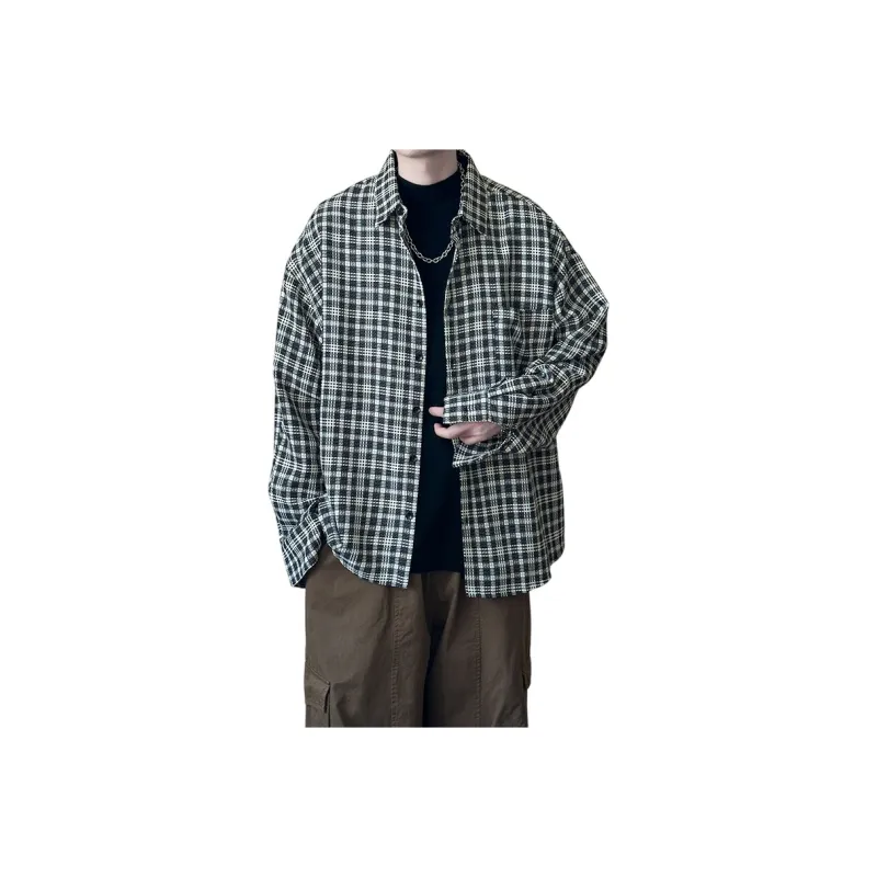 FORCEPULR Shirt Unisex Black White Small Plaid-0