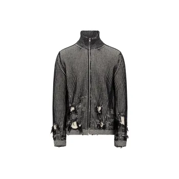 MM6 Maison Margiela Zipped Distressed 3D Knitted Cardigan