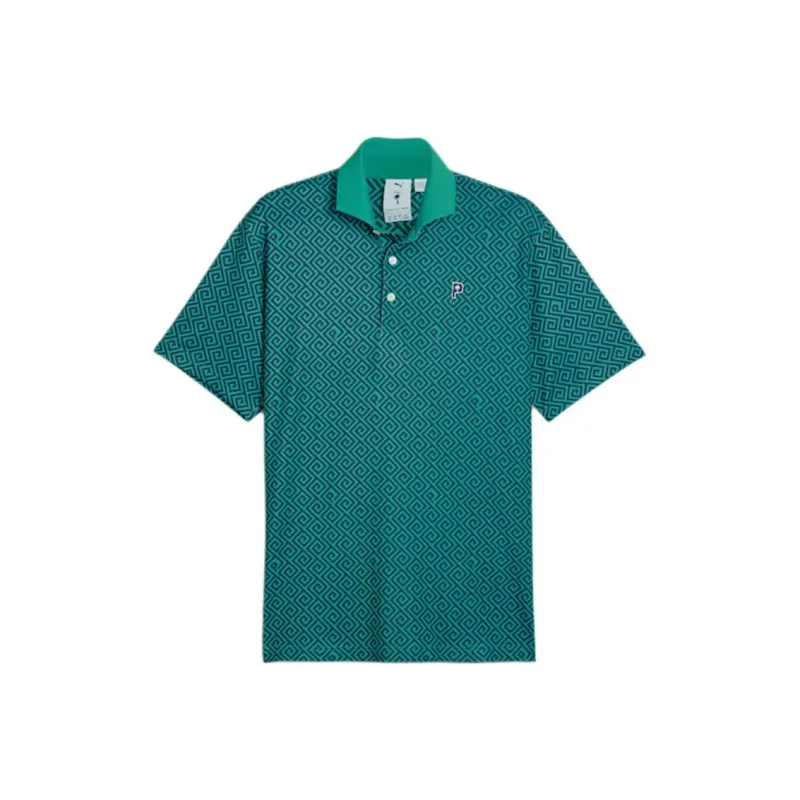 PUMA PUMA X PALM TREE CREW Polo Shirt Men Dark Navy - Shiny Green-0