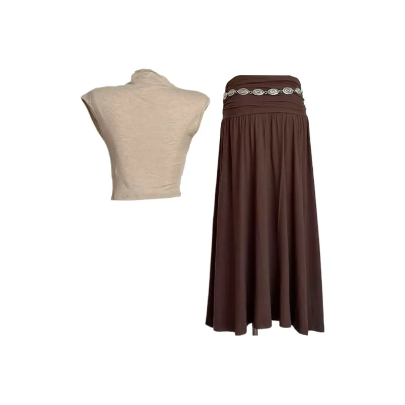 Icicofficial Skirt Set Women's T Shirt+Waist Chain Skirt-1