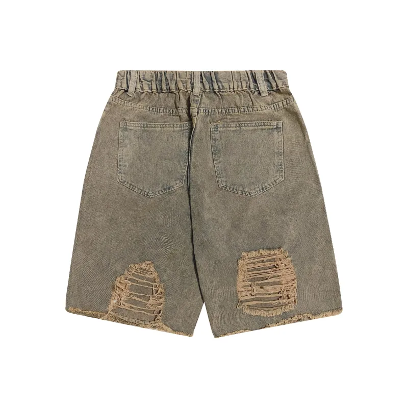 REXSHION Denim Shorts Unisex Yellow Mud-2