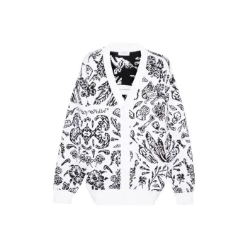 Off Intarsia knit V neck Cardi coat