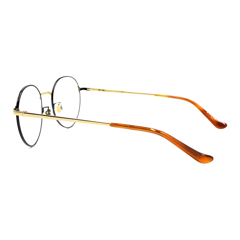 GUCCI Plate Frame Round Eyeglass Frames Unisex Black Gold-2