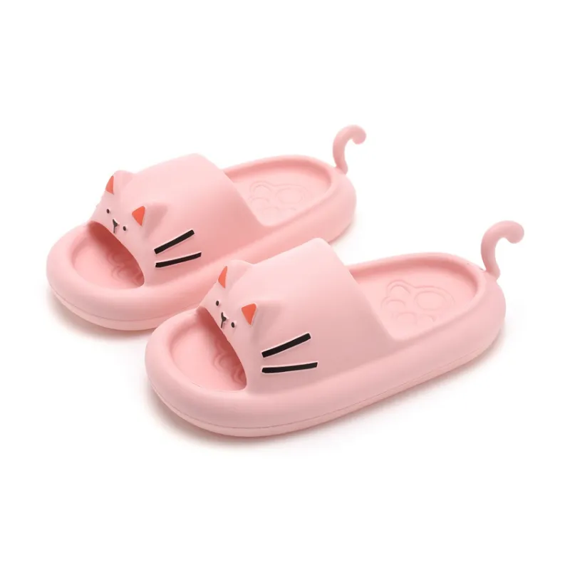 JINGEYU Summer Platform Kitten Tail Slip Resistant Abrasion Resistant Soft Women's Slide on Home Cute Slippers-5