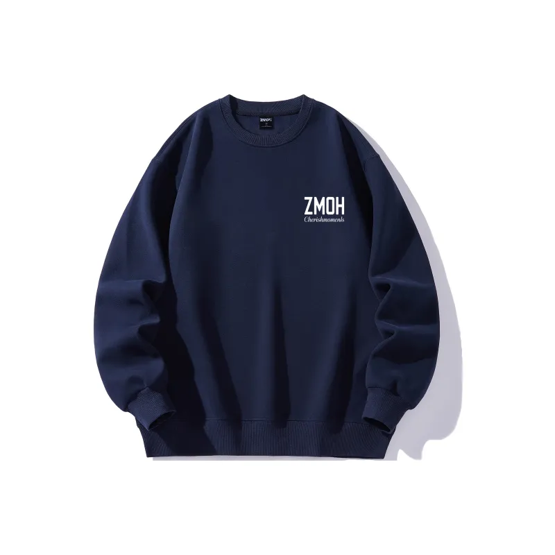 ZMOH Fleece Lined Crew Neck Sweatshirt Unisex Couple's-7