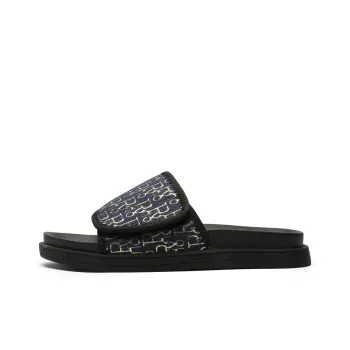 ΛOLUNKΛ PU Polyurethane Slip Resistant Odor Resistant Abrasion Resistant Slide Slippers Men's Black