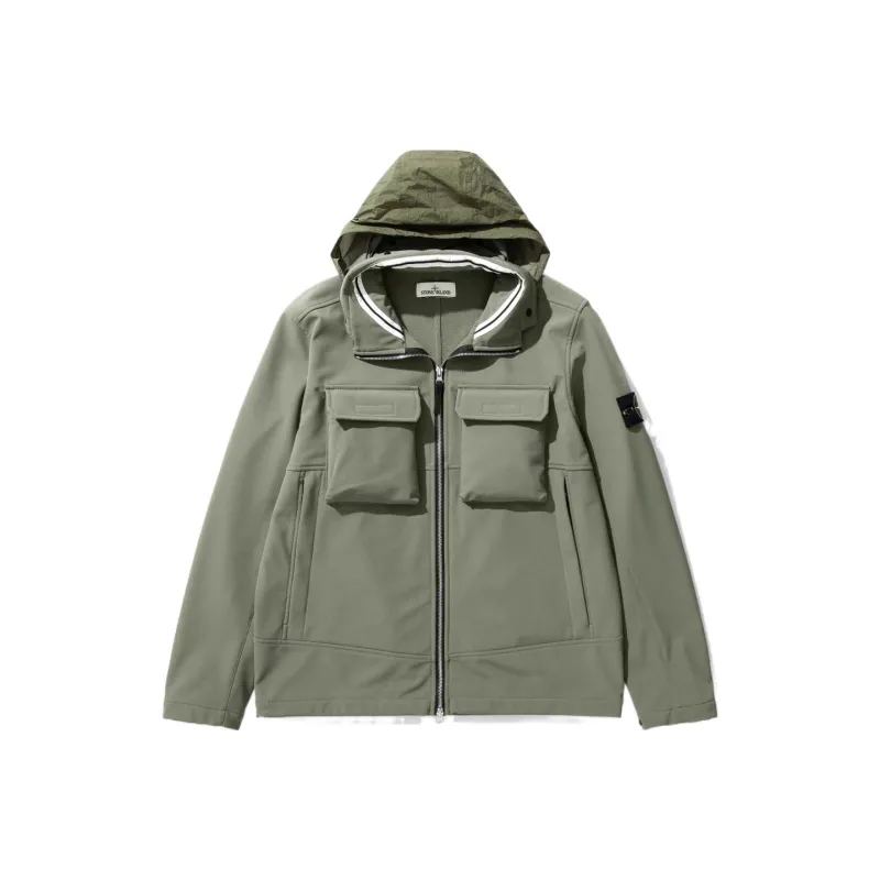STONE ISLAND LIGHT SOFT SHELL R SERIES SOFT SHELL Jackets Men Sage Green-0