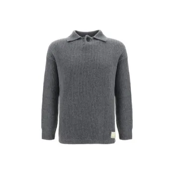 EMPORIO ARMANI Fisherman's Knit Long Sleeved Polo Shirt