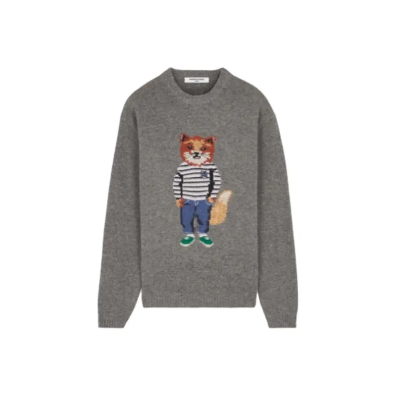 Maison Kitsune Dressed Fox Intarsia Crewneck Jumper-0