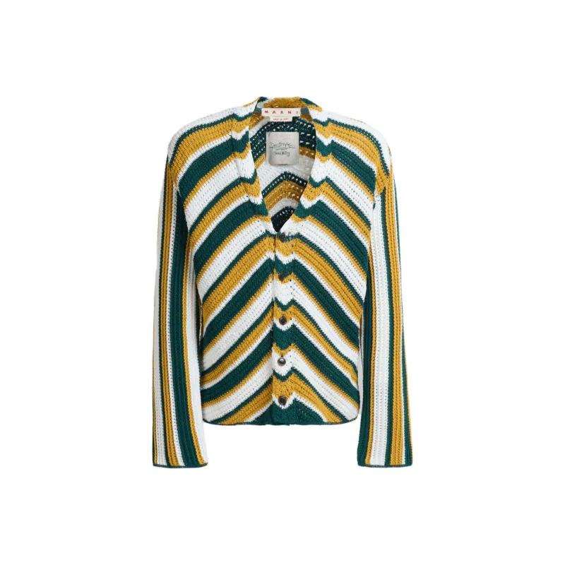 MARNI Chevron Patterned Crochet Cardigan-0