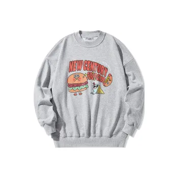 GUKUUL Fun Cartoon Letter Print Loose Fit Crew Neck Pullover Long Sleeved Sweatshirt Unisex