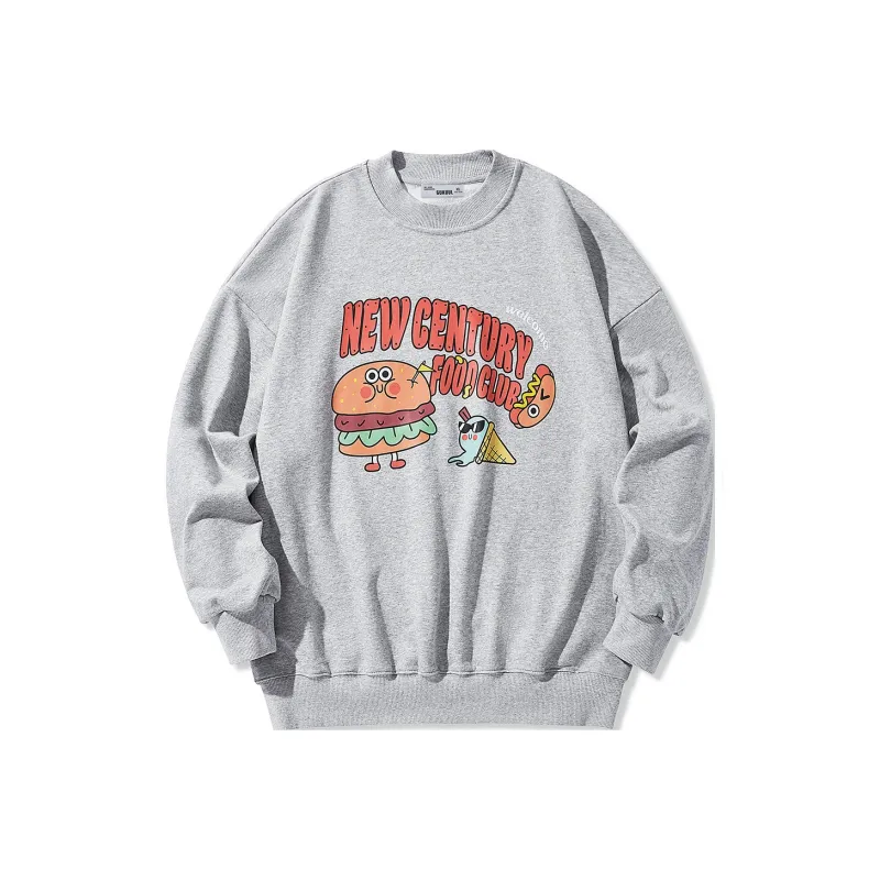 GUKUUL Fun Cartoon Letter Print Loose Fit Crew Neck Pullover Long Sleeved Sweatshirt Unisex-0