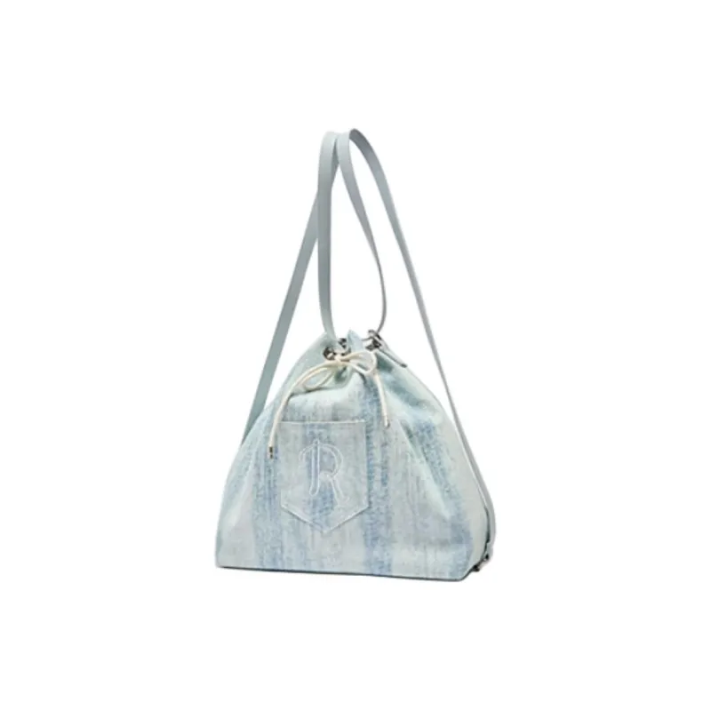 Three Blessings Denim Backpack Medium Size Women's Light Blue/Dark Blue-1